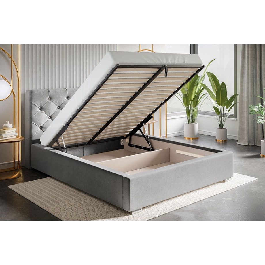 Łóżko sypialniane 200x200 BEN 11 - beżowe- stelaż metalowy