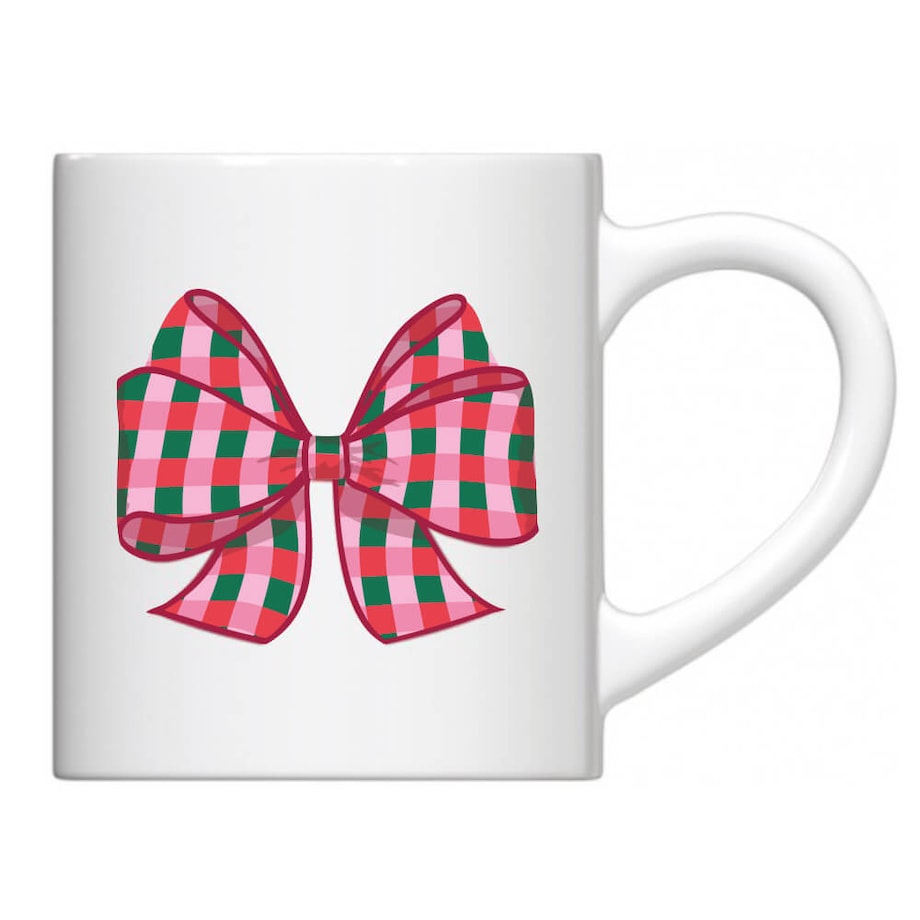 ŚWIĄTECZNY KUBEK Z MOTYWEM KOKARDKI CHRISTMAS BOW 250ML - PREZENT UPOMINEK NA MIKOŁAJA ŚWIĘTA GWIAZDKĘ BOŻE NARODZENIE POD CHOINKĘ DLA KOBIETY MAMY ŻONY DZIEWCZYNY