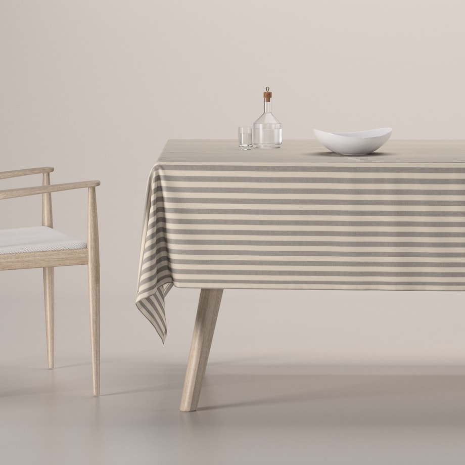 Obrus prostokątny 100 x 100 cm szaro-białe pasy (1,5cm)