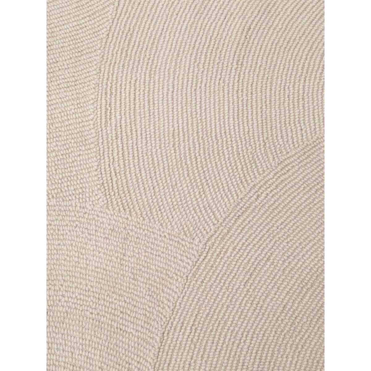 Dywan okrągły wełniany do salonu 120cm, kremowy wzór w półkola, efekt 3d