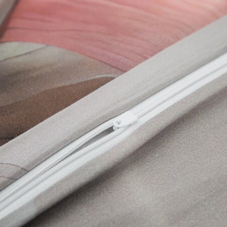 Pościel satyna bawełniana 180x200 Satynlove Premium różowa, szara z kwiatami