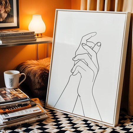 plakat line art dłonie 30x40 cm