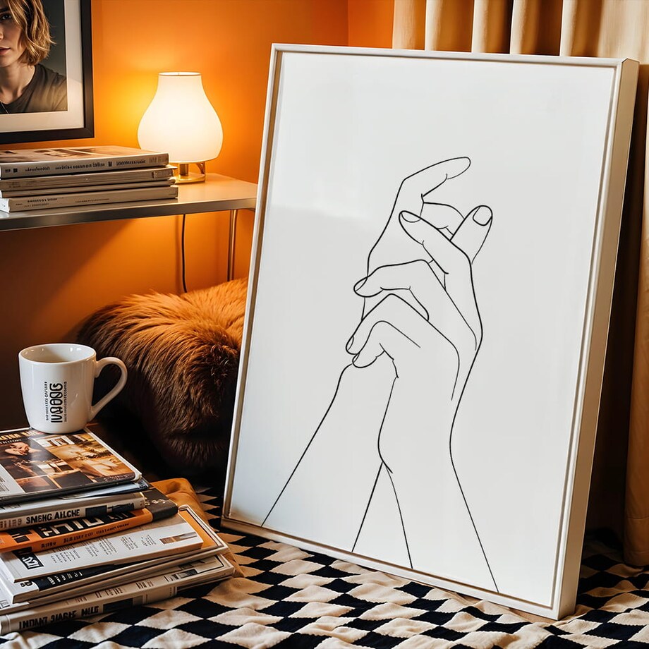 plakat line art dłonie 30x40 cm