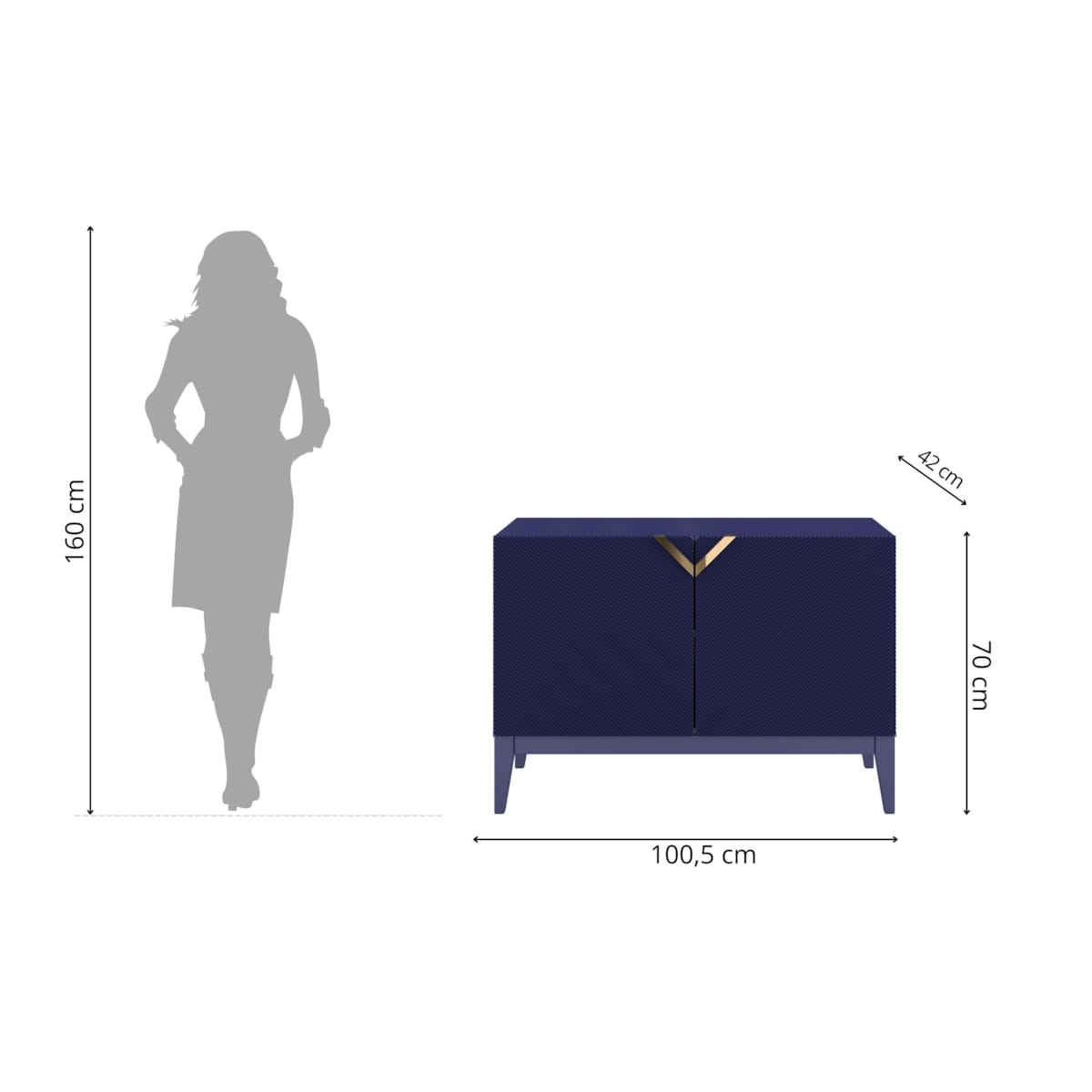 Drewniana komoda Visby DEMI LONG 2D / kolor granat szlachetny / szer. 100,5 cm