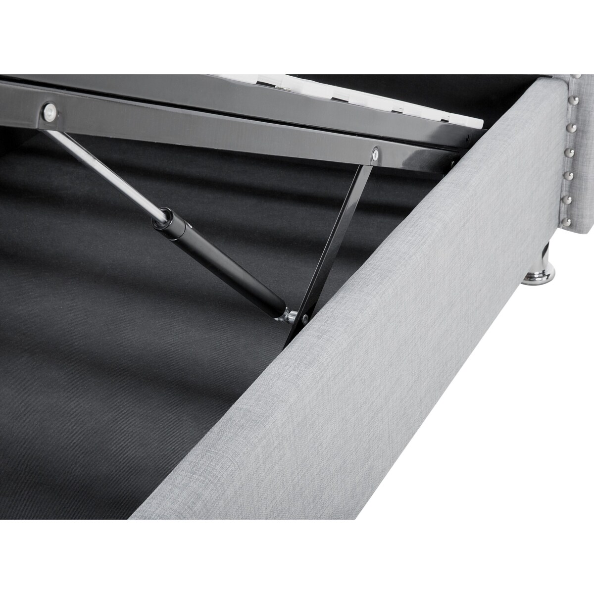 Łóżko z pojemnikiem tapicerowane 90 x 200 cm szare METZ