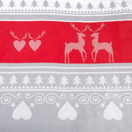 Pościel flanelowa 140x200 Amoria szara w serca i choinki, Flanelove