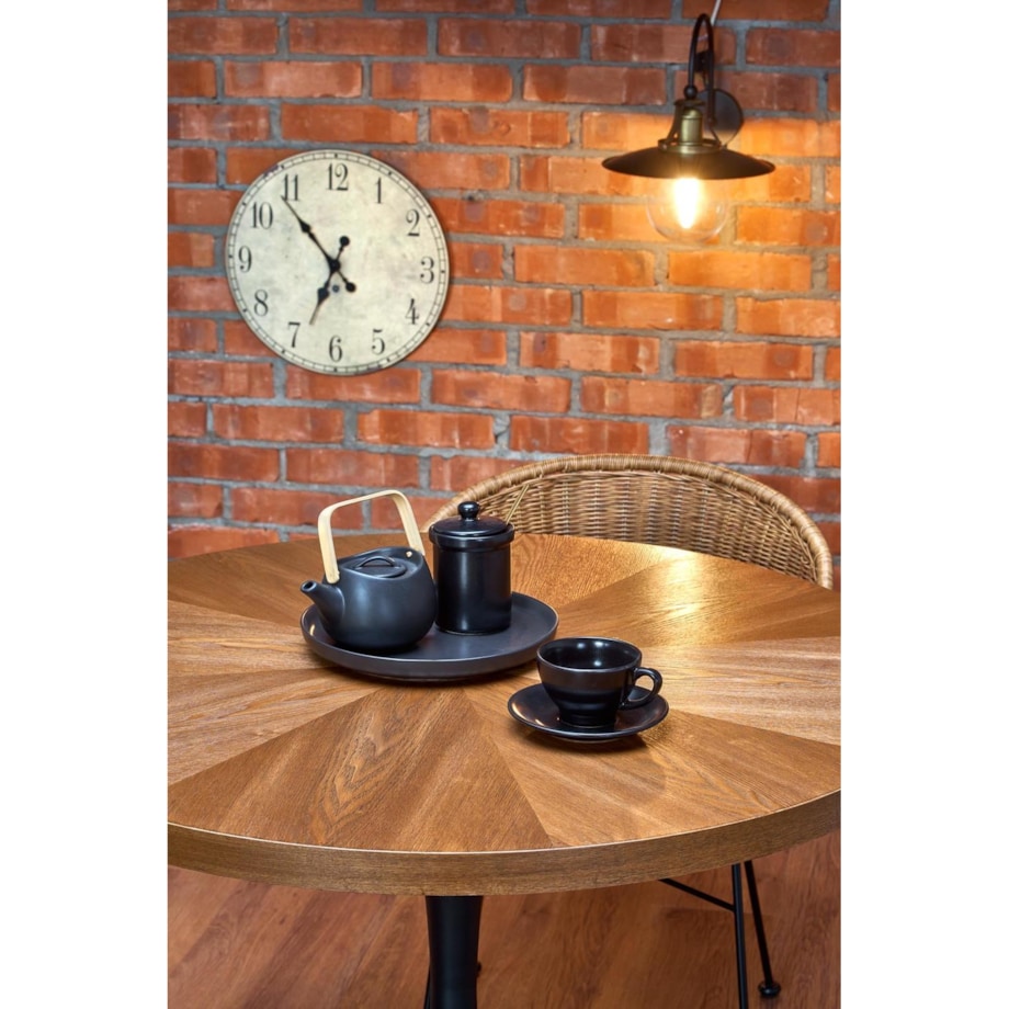 STÓŁ OKRĄGŁY Carmelia dla 4 osób 100 cm ORZECH | CZARNY