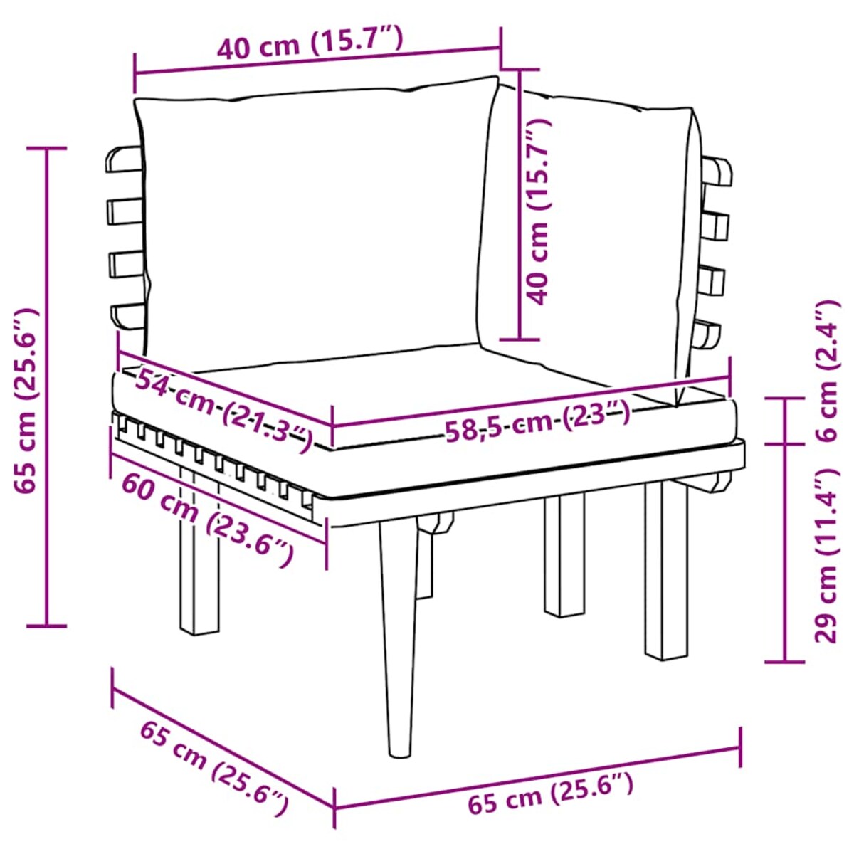 vidaXL Ogrodowe siedzisko narożne z poduszkami, lite drewno akacjowe