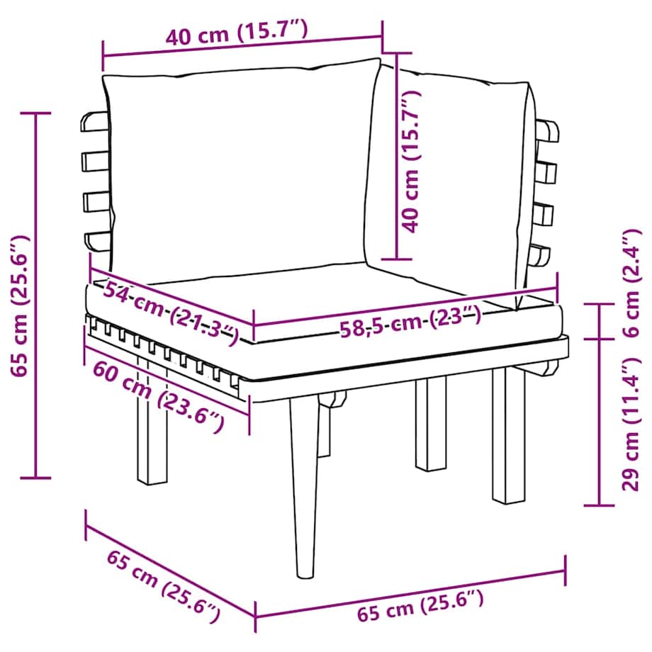 vidaXL Ogrodowe siedzisko narożne z poduszkami, lite drewno akacjowe