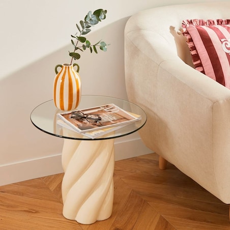 Stolik kawowy ceramiczny ze szklanym blatem Torsie