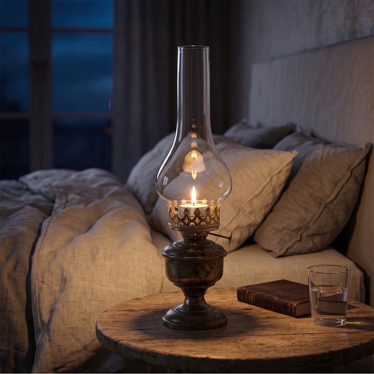 ŚWIECZNIK NA TEALIGHT LAMPA NAFTOWA SZKLANY LAMPION SKANDYNAWSKI LOFT 30cm