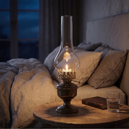 ŚWIECZNIK NA TEALIGHT LAMPA NAFTOWA SZKLANY LAMPION SKANDYNAWSKI LOFT 30cm