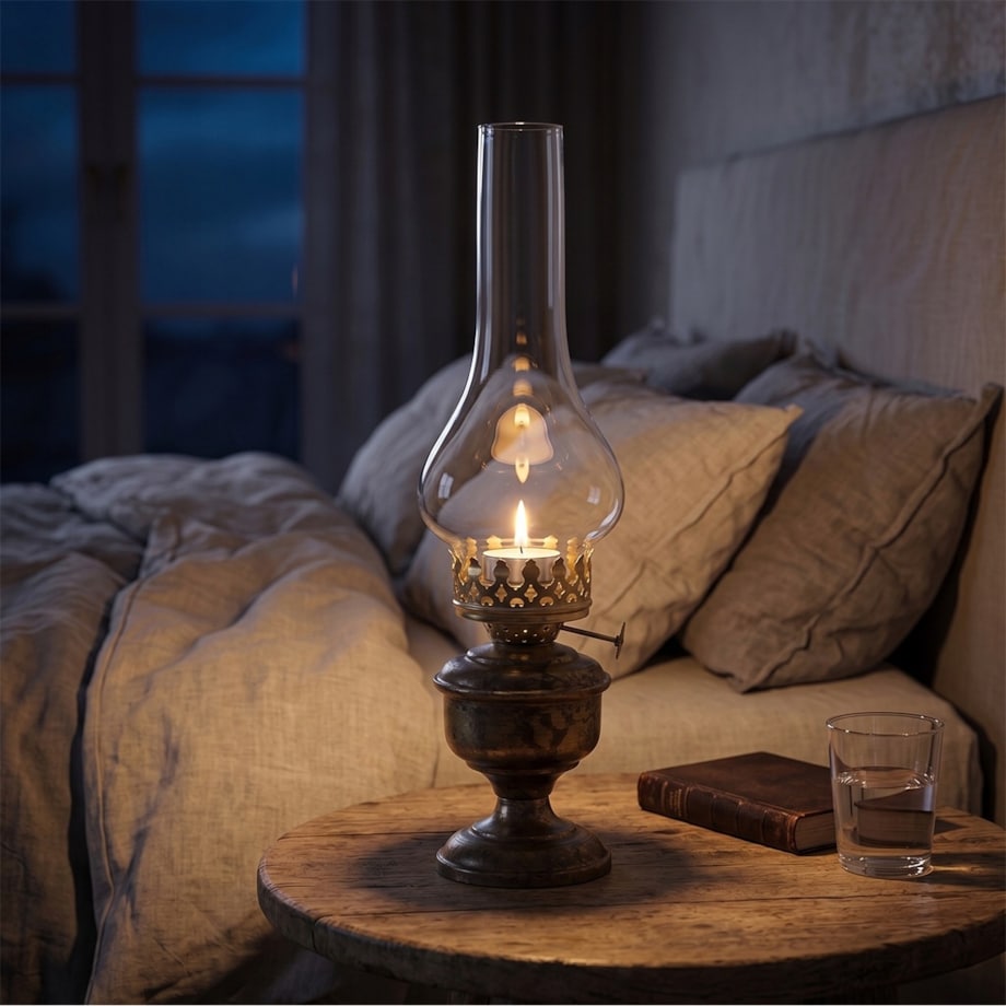 ŚWIECZNIK NA TEALIGHT LAMPA NAFTOWA SZKLANY LAMPION SKANDYNAWSKI LOFT 30cm