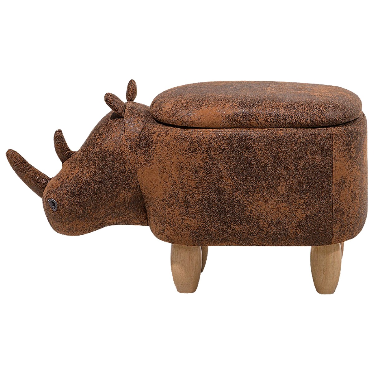 Pufa zwierzak ze schowkiem ekoskóra brązowa RHINO