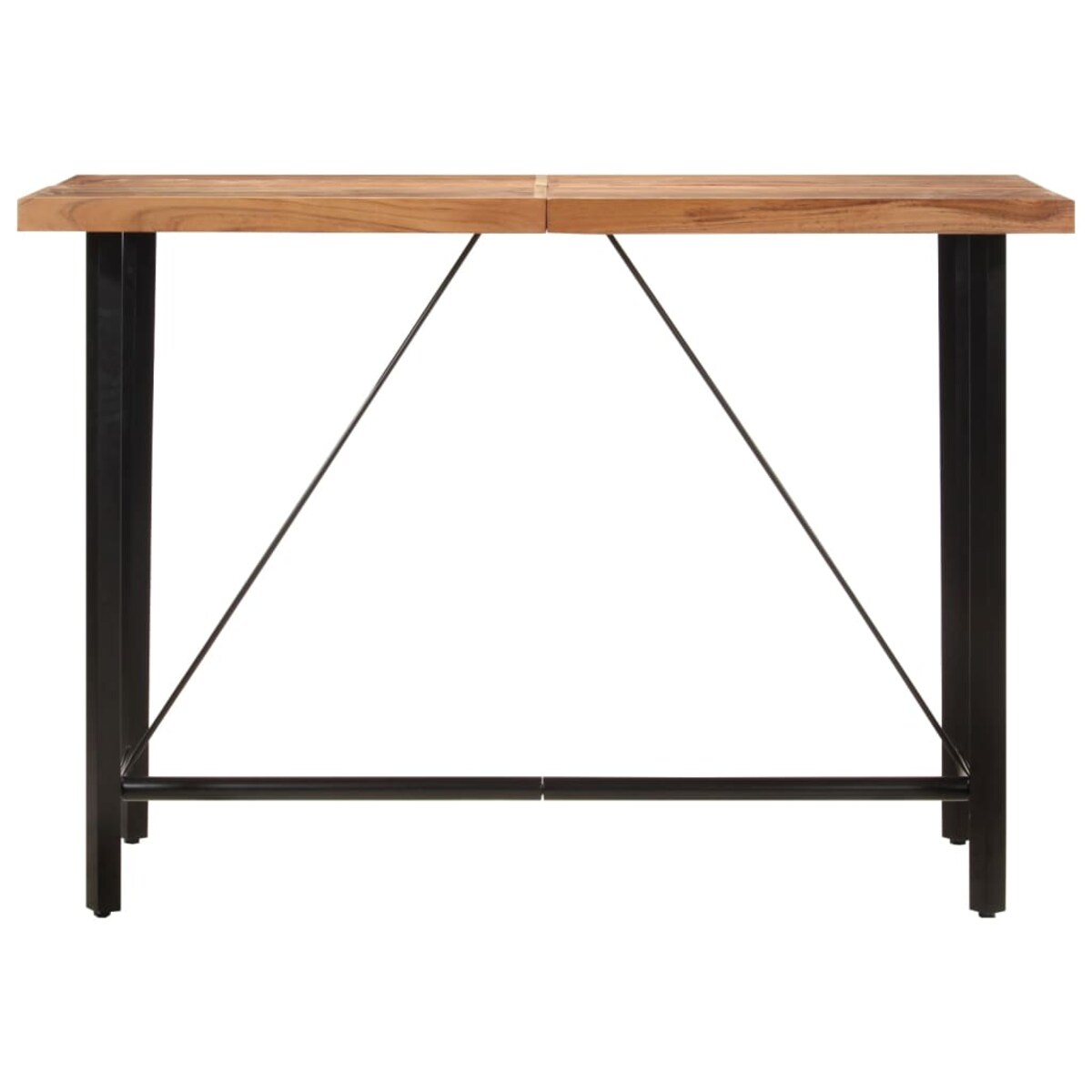 vidaXL Stolik barowy, 150x70x107 cm, lite drewno akacjowe i żelazo