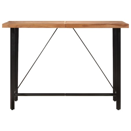 vidaXL Stolik barowy, 150x70x107 cm, lite drewno akacjowe i żelazo