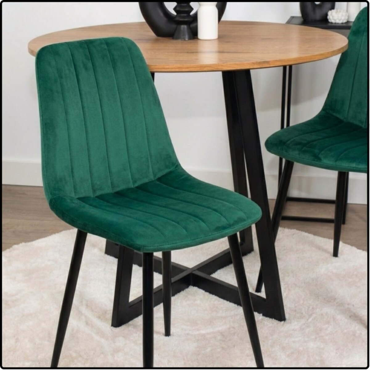 Krzesło welurowe pikowane tapicerowane metalowe nogi do jadalni salonu loft