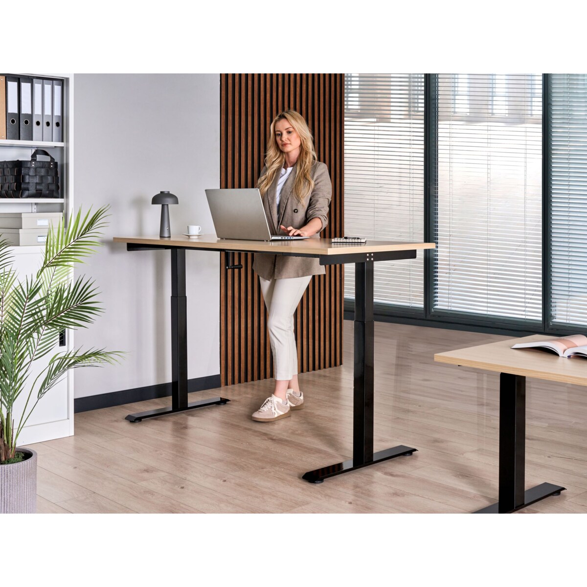 Biurko regulowane manualnie DESTINES Czarny/ jasny brąz 160 cm 72 cm