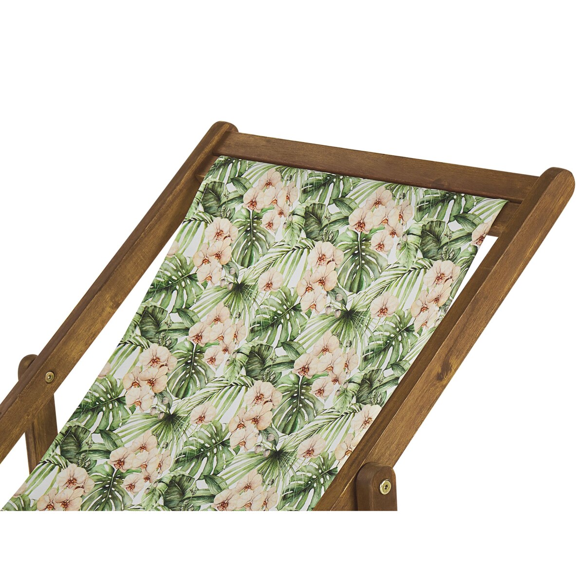 Zestaw 2 leżaków ogrodowych jasne drewno akacjowe wzór w kwiaty ANZIO