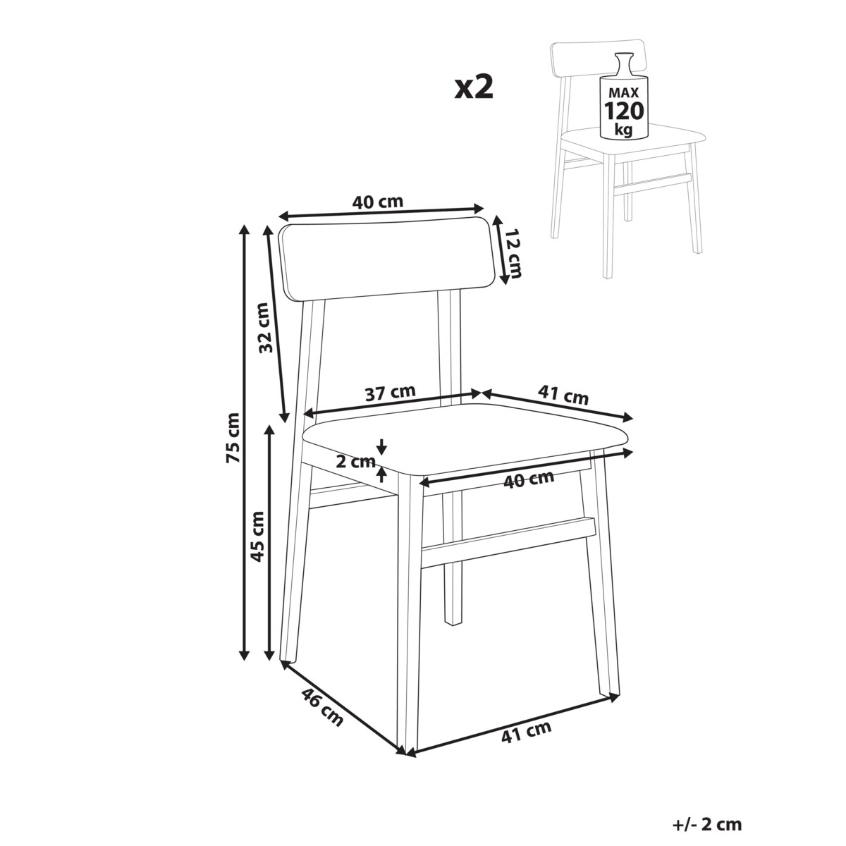 Zestaw 2 krzeseł do jadalni STACY Drewno kauczukowe Jasnoszary