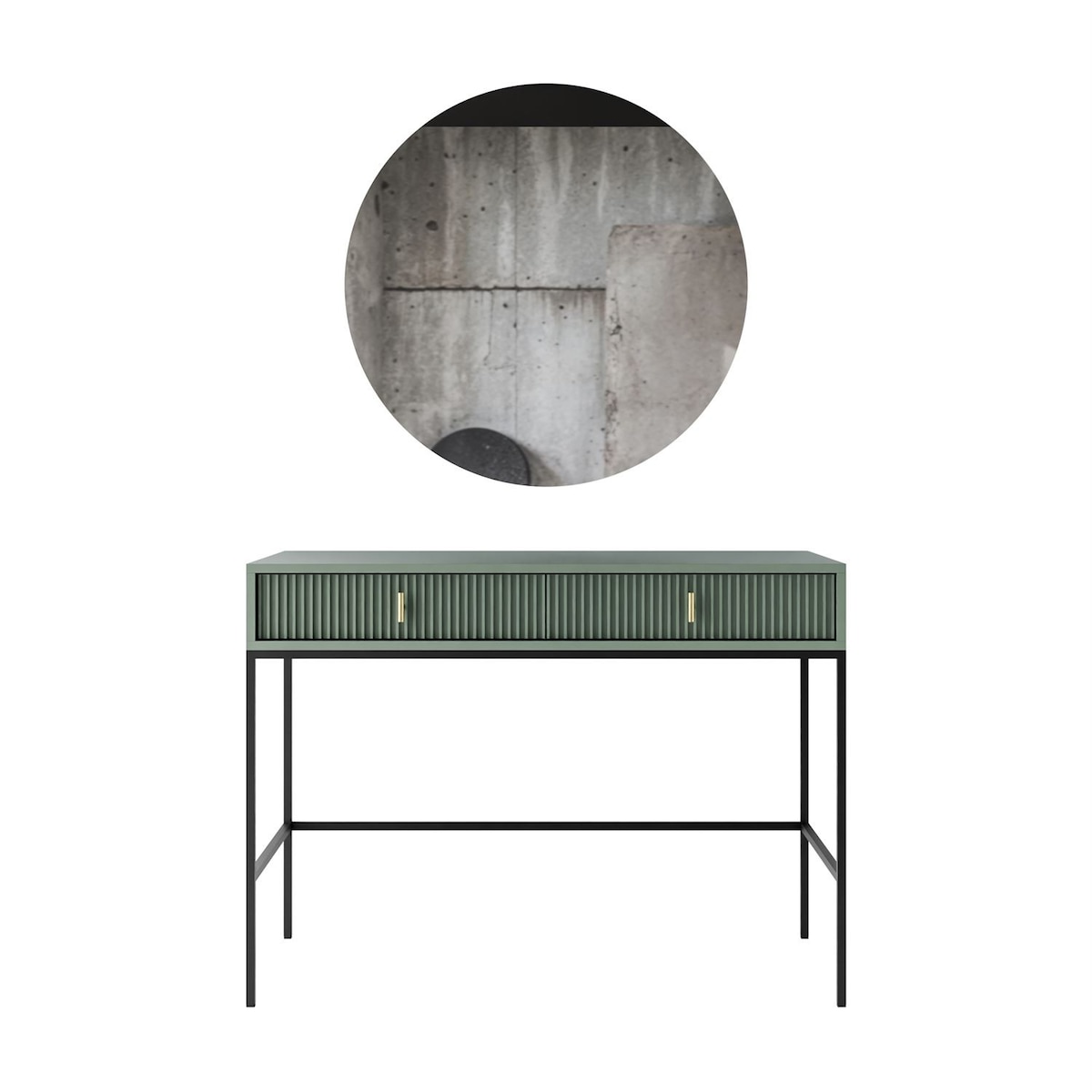 Toaletka MIDNIGHT na stelażu z lustrem i oświetleniem LED, zielona