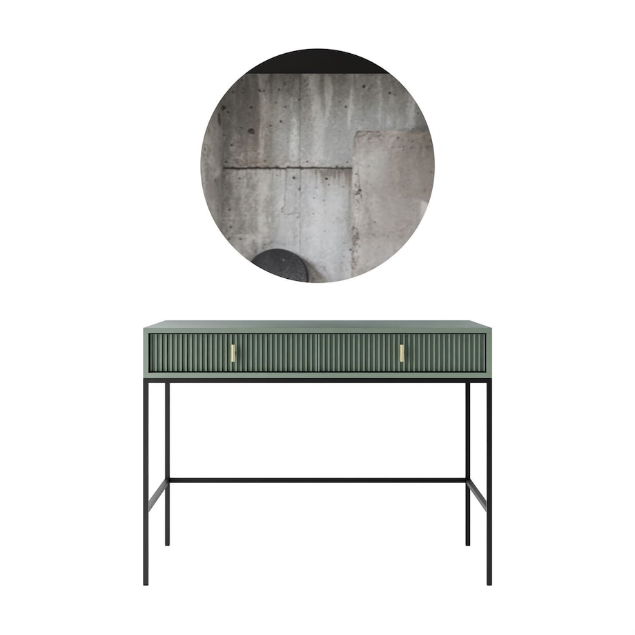 Toaletka MIDNIGHT na stelażu z lustrem i oświetleniem LED, zielona