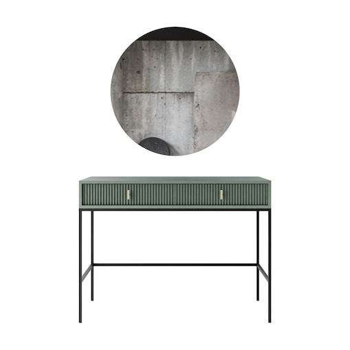 Toaletka MIDNIGHT na stelażu z lustrem i oświetleniem LED, zielona