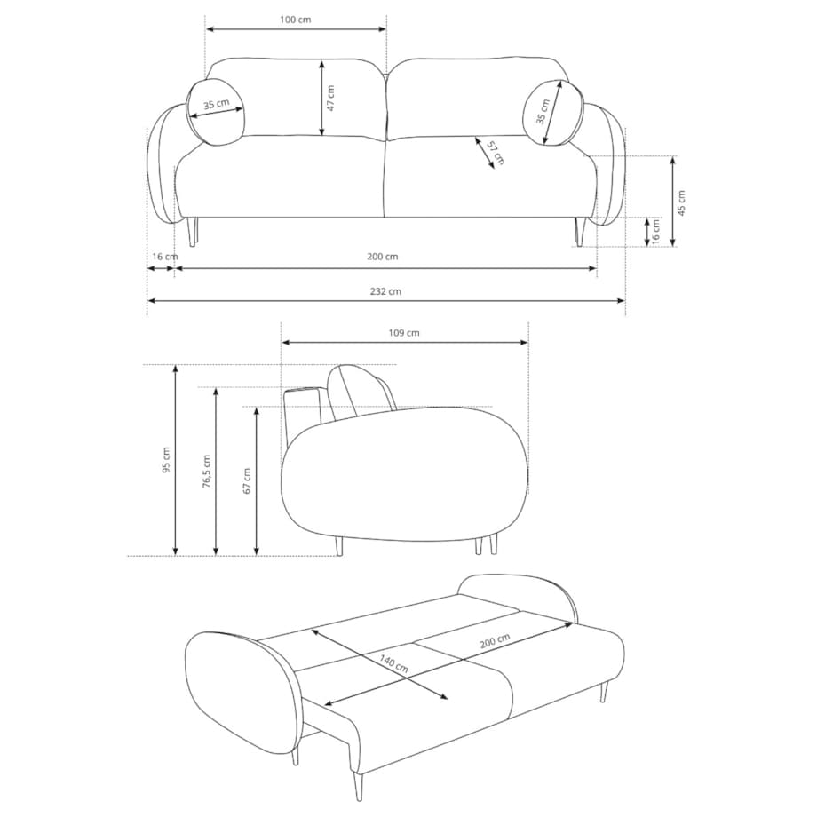 Nowoczesna sofa z funkcją spania SOFTI BEŻOWA