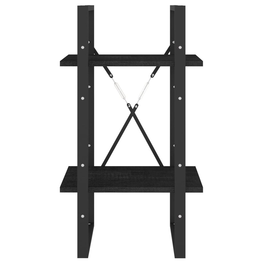 vidaXL Regał na książki, 2 półki, czarny, 40x30x70 cm, drewno sosnowe