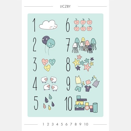 Plakat dla dzieci Liczby miętowe 20x30