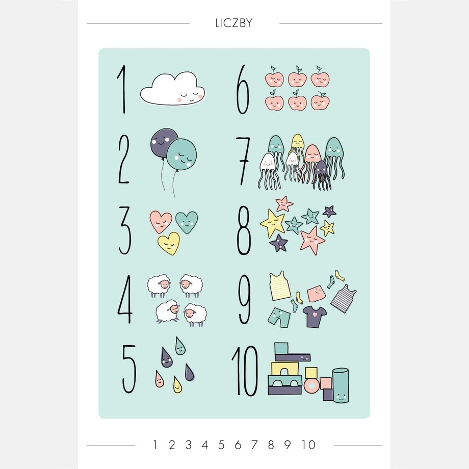 Plakat dla dzieci Liczby miętowe 20x30