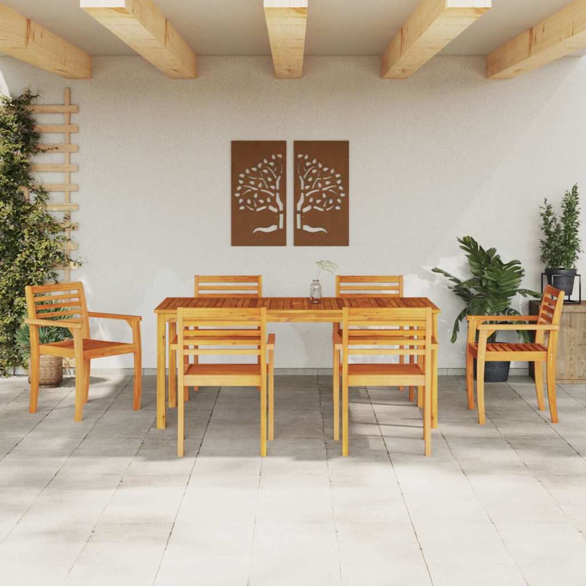 vidaXL Zestaw do jadalni w ogrodzie 7 pcs Brązowy lite drewno akacjowe