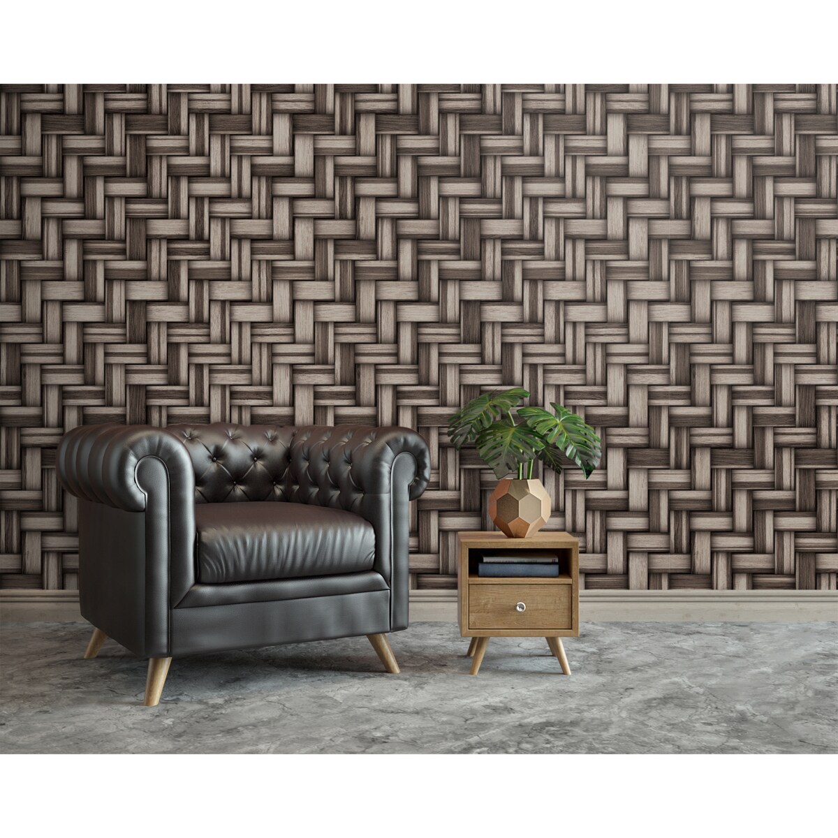 Tapeta Brązowa wiklina, 416x254cm