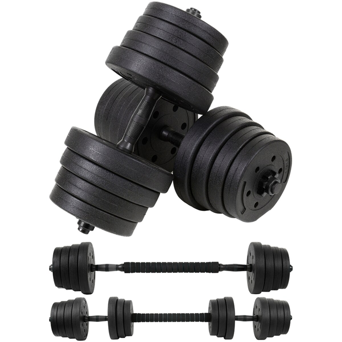 Zestaw hantli 2x15 kg Regulowane hantle 30 kg z funkcją sztangi funfit