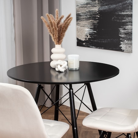 Stół 80 cm okrągły skandynawski nowoczesny do salonu jadalni czarny