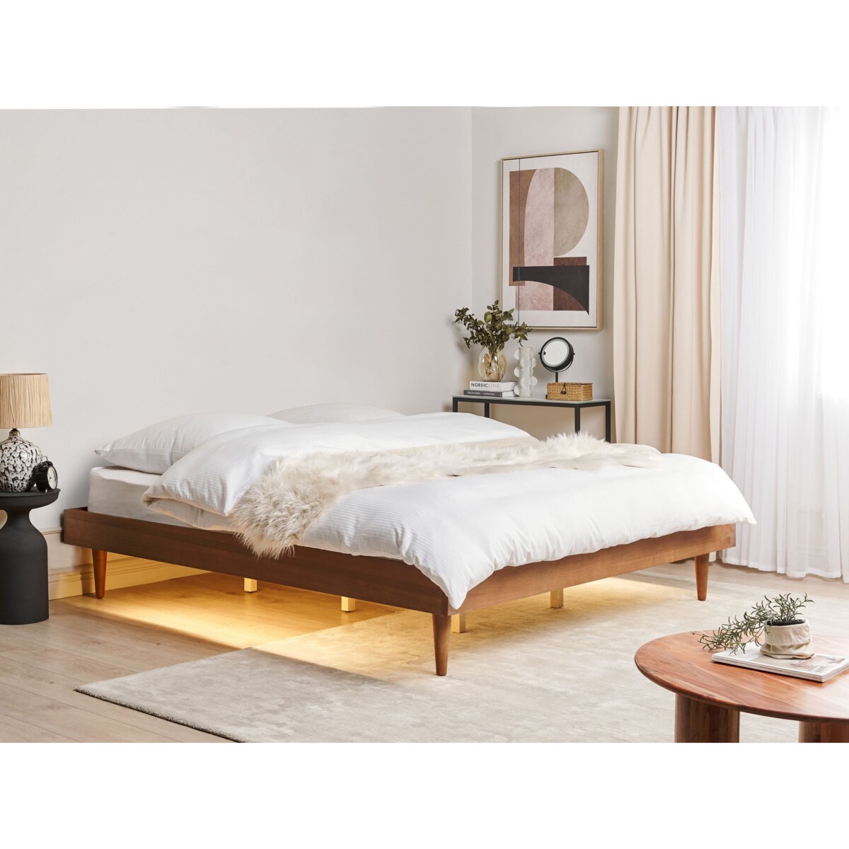 Łóżko LED TOUCY 180 x 200 cm Jesion brązowy