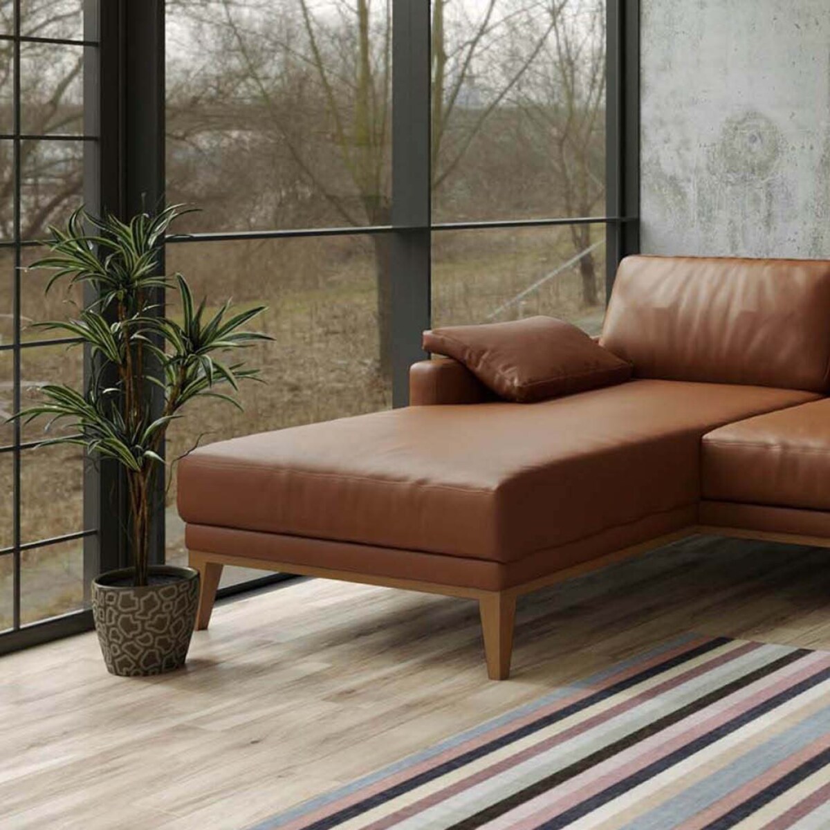 Sofa narożna Musso koniakowa