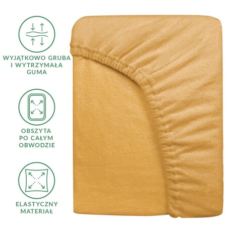 Prześcieradło frotte z gumką 200x220 kolor musztardowy