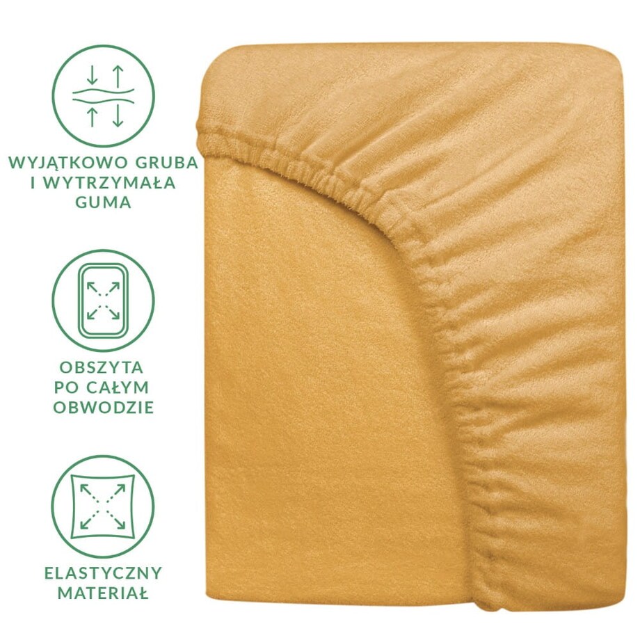 Prześcieradło frotte z gumką 200x220 kolor musztardowy
