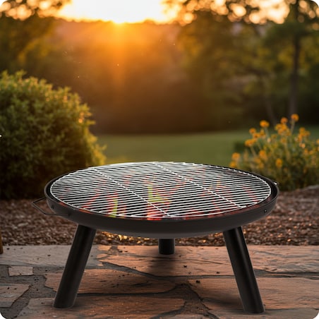 Palenisko ogrodowe z rusztem uchwytami na ognisko grill 60cm Berdsen
