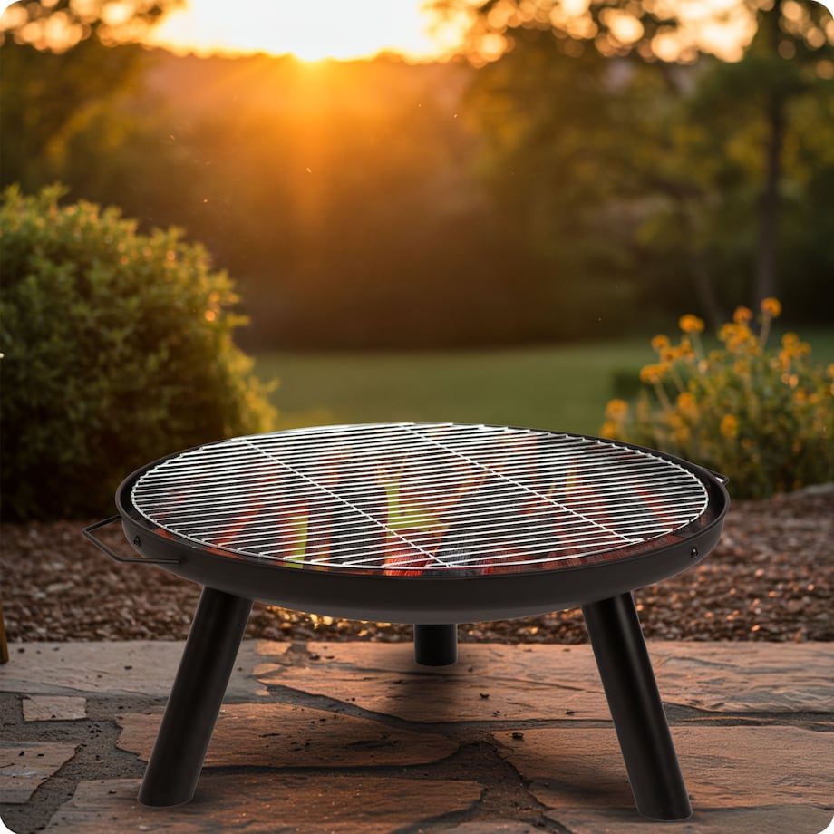 Palenisko ogrodowe z rusztem uchwytami na ognisko grill 60cm Berdsen