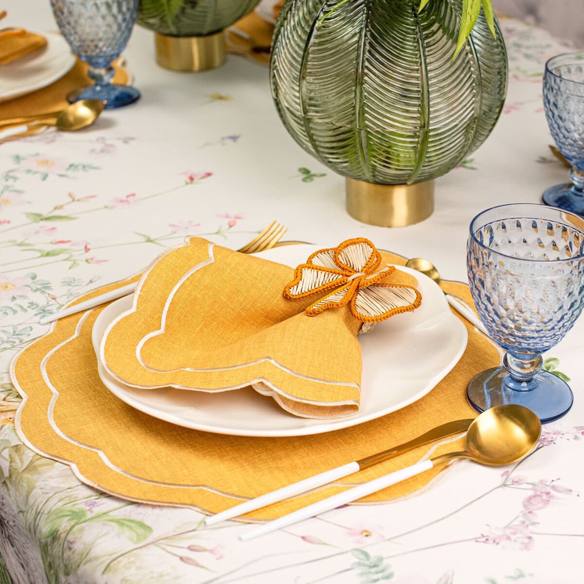 Obrączki na serwetki Yellow Bows - 6 sztuk