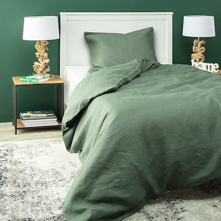 Komplet pościeli lnianej Linen 150x200cm green, 150 x 200 cm / 1 x 60 x 50 cm