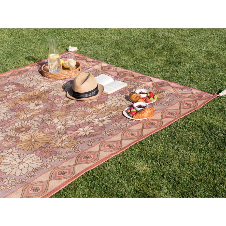 Koc piknikowy LASHARI 200 x 200 cm Brzoskwiniowy