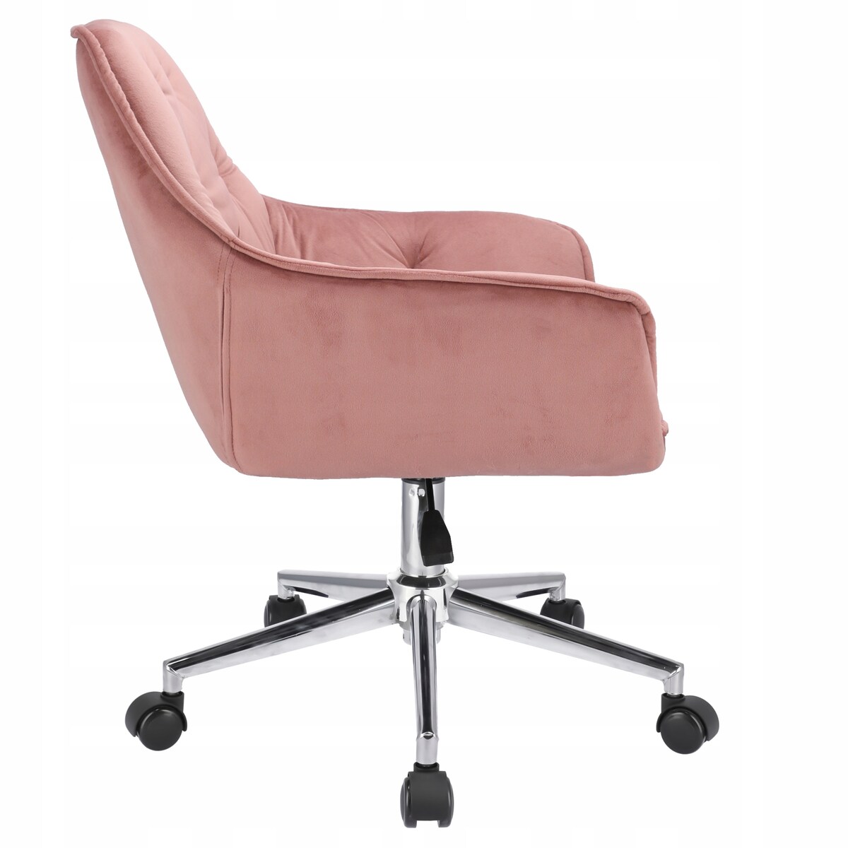 Fotel welurowy obrotowy LARGO różowy na srebrnej stopie