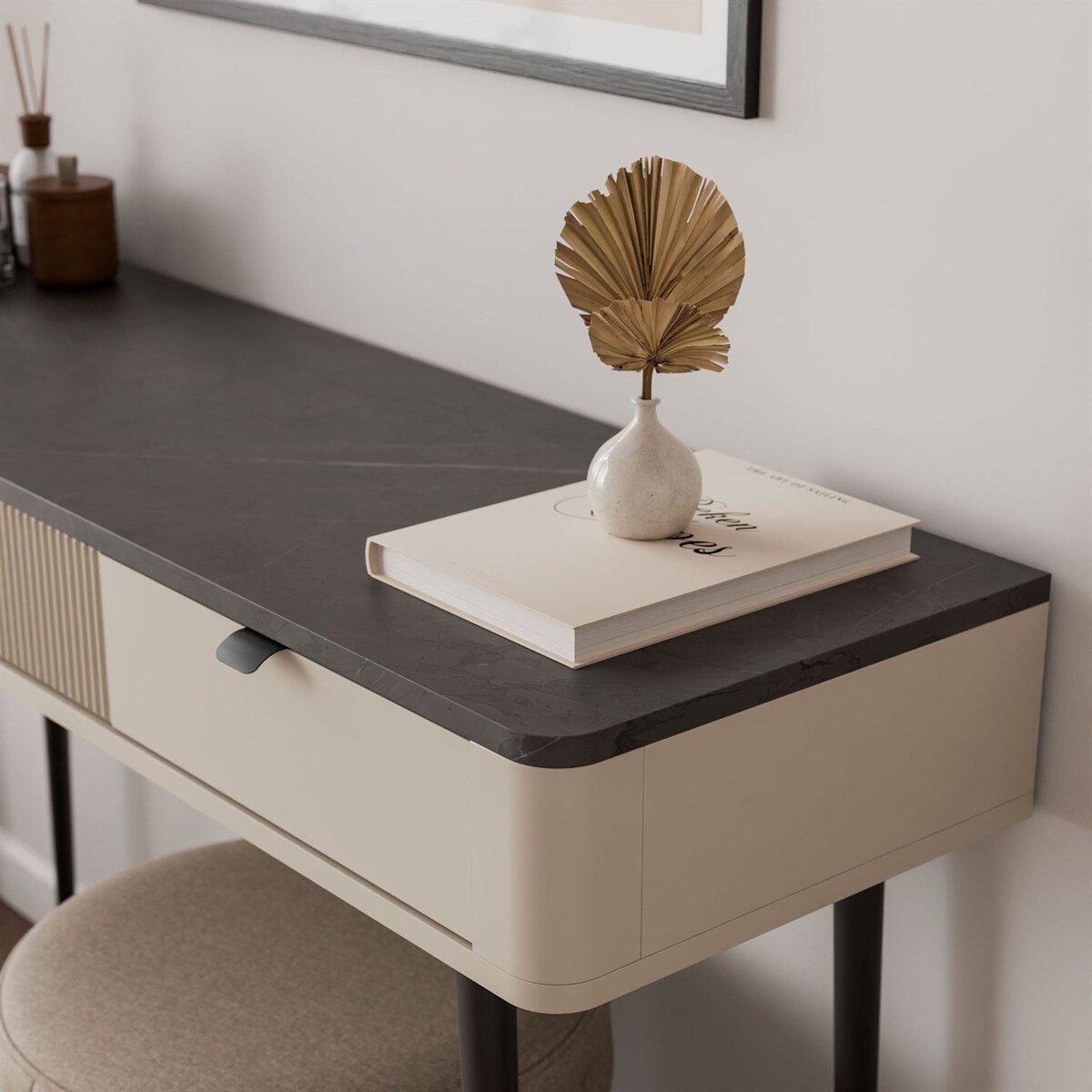 Konsola AUTUMN z szufladami, Kaszmir / Szary Kamień