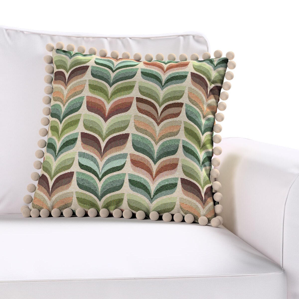 Poszewka Wera na poduszkę 45x45 zielono-beżowy motyw roślinny