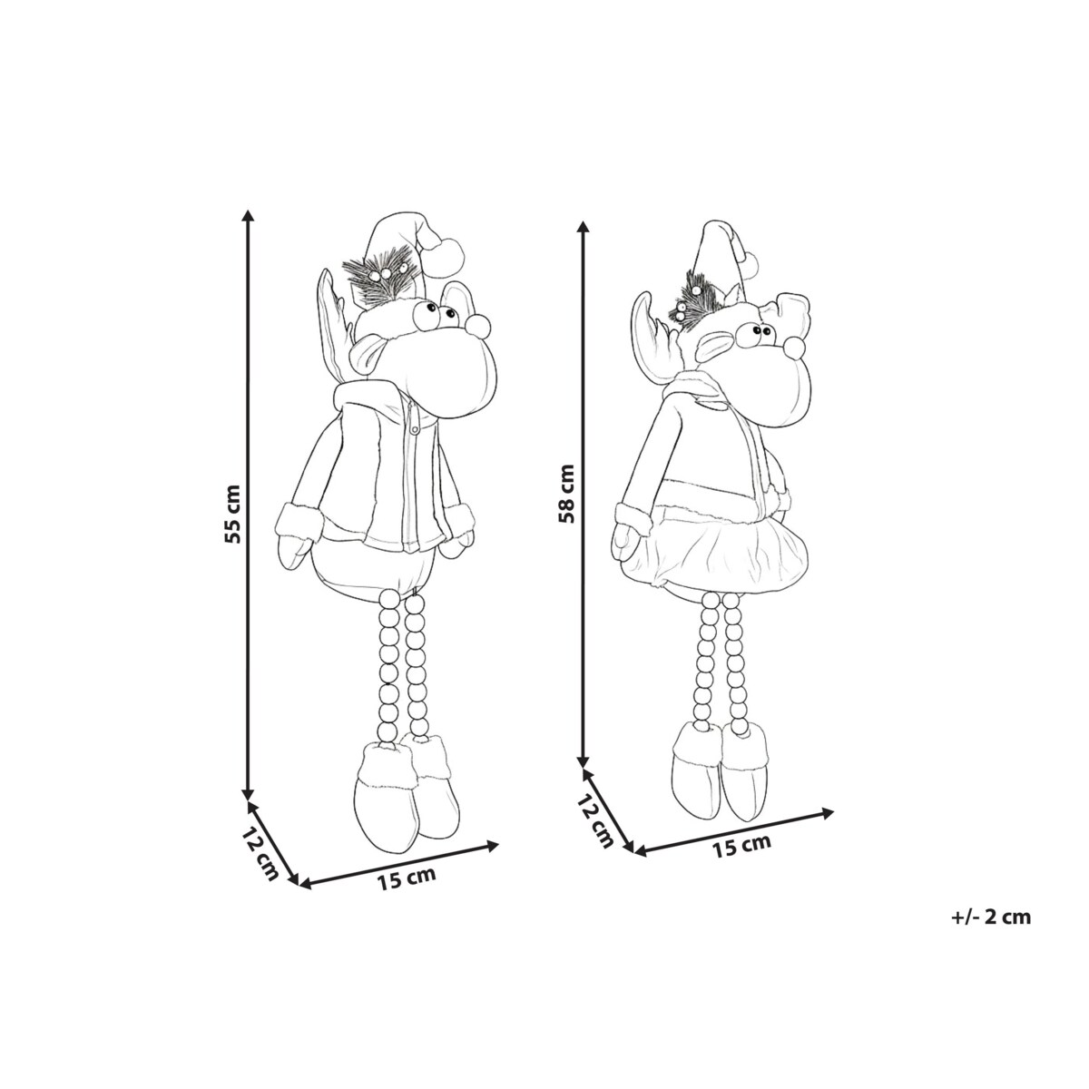 Zestaw 2 dekoracji świątecznych GEITSJOEN Renifer 55/58 cm Kolorowy
