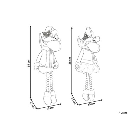 Zestaw 2 dekoracji świątecznych GEITSJOEN Renifer 55/58 cm Kolorowy