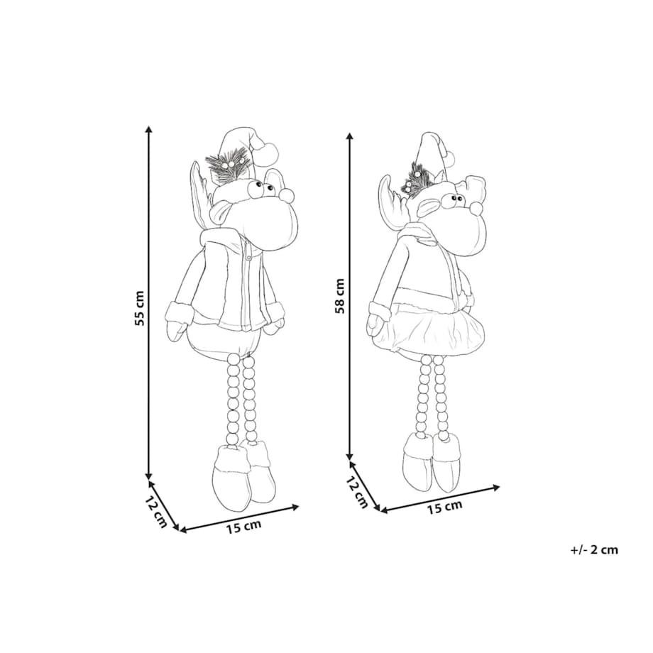 Zestaw 2 dekoracji świątecznych GEITSJOEN Renifer 55/58 cm Kolorowy